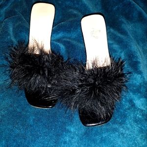 Ostrich feather low heels